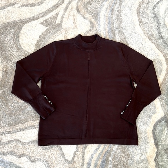 2xHP Sz 18 Button Cuff Dark Brown Mock Turtleneck ❤️ - Picture 2 of 14